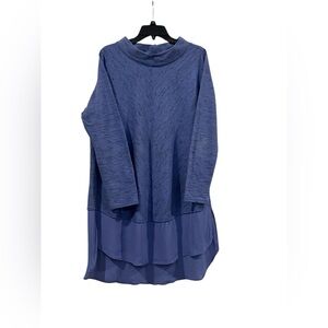Soft Surroundings Blue Women’s Layered Tunic: Knit & Chiffon: Size Large